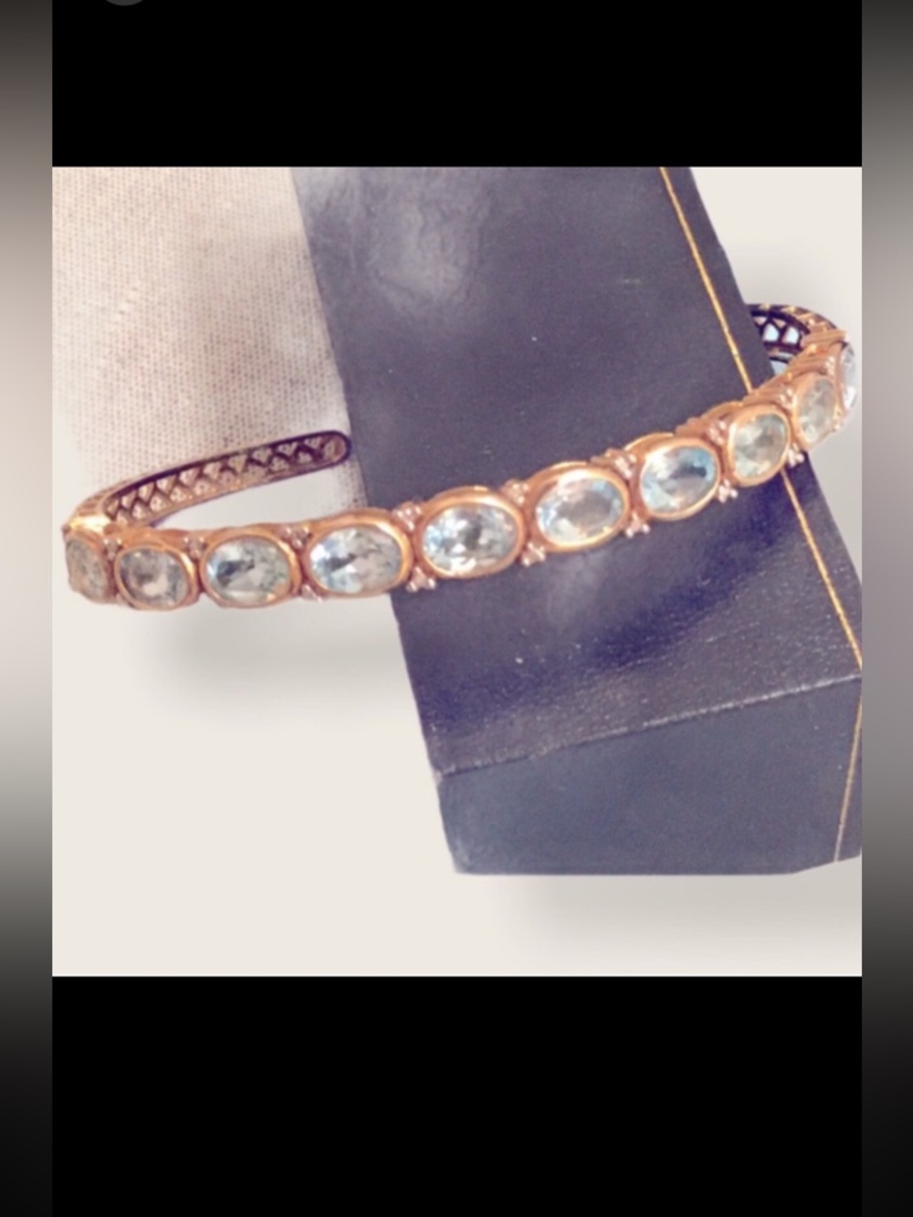 🟦 1/2 Off 
Blue Topaz Bracelet sterling silver gold plate NWOT